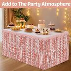 6 Pack 29x108 Inch Rose Gold Wave Foil Fringe Table Skirts Metallic Banner for Tinsel Streamer Garland Backdrop for Parade Floats Mother's, Graduate, Mardi Gras, Birthday, Wedding Party Decorations