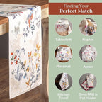 Maison d' Hermine Table Runner 100% Cotton Double Layer Table Runners 108 inches Long for Thanksgiving Christmas Decorations Home Kitchen Dining Party Wedding (Equinoxe - Beige, 14.5" x 108")