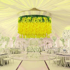 24 Pack Yellow Wisteria Hanging Flowers, 3.4 Ft Fake Hanging Flowers, Artificial Wisteria Garland Vines for Wedding Room Backdrop Outdoor Patio Garden Decoration