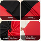 Red Black Arch Backdrop Cover for Wedding, Set of 2 Stretchy Spandex Fitted Arch Stand Cover for Baby Shower, Birthday Party Decor, Chiara Backdrop Cover with Double-Sided Design(7.2FT 6FT)