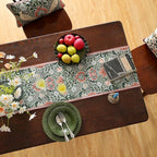 ISAENNE Designer French Green Elegant Linen Table Runner 118 Inches Extra Long,Colorful Flower Pattern Soft Table Runners for Dining Tables,Thanksgiving,Kitchen Tables,Christmas,12"*118"-Naples B
