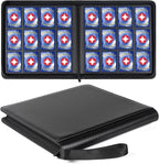 GEAoffice Trading Card Binder 12 Pocket Hold 720 Cards, Premium PU Cover Zipper Collection Binder, Ringless Side Loading Card Album Folder for YuGiOh, MTG, TCG, Game & Sports, Non-PVC, Carbon Black