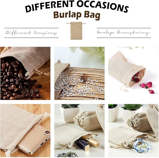 ANPHSIN 75 Pcs Small Burlap Gift Bags with Drawstring - 5.4" x 3.7" Burlap Favor Sacks, Mini Gift Wrapping Bags for Wedding Baby Shower Classmates Festival Party Favors, DIY Craft
