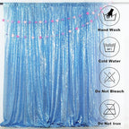 ShinyBeauty Baby Blue Sequin Backdrop 10FTx10FT - Sparkling Light Blue Wedding & Party Photo Background