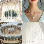 164 Feet Faux Pearl Beads Garland 3mm Craft String Pearls for Wedding Centerpiece Christmas Tree and Flowers Decoration DIY(Ivory)