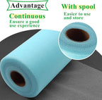 Light Blue Tulle Fabric Rolls 6 Inch by 100 Yards (300 feet) Fabric Spool Tulle Ribbon for DIY Tutu Bow Baby Shower Birthday Party Easter Wedding Decorations Christmas Craft Supplies