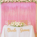2 Pack Laser Pink Tinsel Foil Fringe Curtains, Mothers Day Pink Decorations, Metallic Tinsel Party Streamers Backdrop for Birthday Bachelorette Graduation Wedding Party Decorations