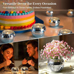 Luditek Disco Ball Candle Holders, 12 Pcs Mirror Silver Decor for Christmas Birthday Wedding NYE Party Decorations, Glass Votive with Tealights for Home Table Centerpiece, Gifts for Women