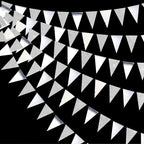 30 Ft Silver Party Decorations Glitter Metallic Paper Triangle Banner Flag Garland Pennant Bunting for Graduation Wedding Engagement Anniversary Bachelorette Birthday Baby Bridal Shower Party Supplies