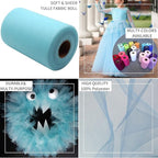 Light Blue Tulle Fabric Rolls 6 Inch by 100 Yards (300 feet) Fabric Spool Tulle Ribbon for DIY Tutu Bow Baby Shower Birthday Party Easter Wedding Decorations Christmas Craft Supplies