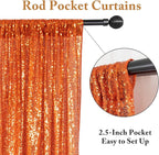 ShinyBeauty Sequin Backdrop, Orange Backdrop Curtains,8 Pieces 2FTx8FT Photo Backdrops,Sparkle Fabric, Glitter Drapery 16x8FT, Shimmer Curtain Panels for Party,Birthday,Halloween Decor Backgrounds