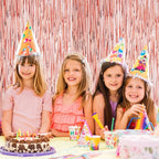 4 Pack Rose Gold Foil Fringe Backdrop Curtains, Tinsel Streamers Birthday Party Decorations, Fringe Backdrop for Graduation, Baby Shower, Gender Reveal, Disco Party
