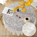 Jeloris Round Lace Tablecloth with Elegant Scalloped Bottom for Any Special Event Such as Wedding, Birthday Party, Baby Shower, Anniversary (70 inch, Style 3)