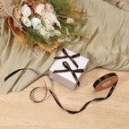 LaRibbons Brown Satin Ribbon 3/8 Inch 50 Yards Thin Luxury Double Faced Firar Brown Silk Ribbon for Flower Bouquet Crafts Gift Wrapping Wedding Christmas Decoration