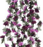5 Pcs 41FT Flower Garland, Artificial Rose Garland Flowers Plants Fake Flower Hanging Rose Ivy, Birthday Party Valentine's Day Wedding Wall Arch Decor（Purple）
