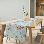 Kio Fish Table Runner Waves Retro Japanese Tradition Art Printed Burlap Runner Home Kitchen Dining Table Living Room Decor Fabric 1 Panel W13xL120in