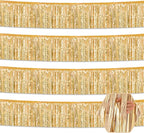 4 Pack 10 Feet Rainbow Foil Fringe Garland Metallic Tinsel Streamers Banner Wall Hanging Curtain Backdrop for Parade Floats, Wedding, Graduate, Mother's Day, Birthday Party Decoration