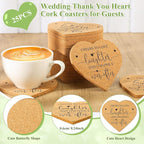 Uiifan 25 Set Wedding Favors for Guest Coaster Gifts Bulk Heart Shaped Coasters Thank You Cards Organza Bags Guest Souvenirs for Wedding Party Bridal Favors