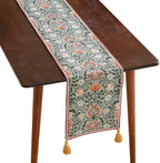 ISAENNE Designer French Green Elegant Linen Table Runner 118 Inches Extra Long,Colorful Flower Pattern Soft Table Runners for Dining Tables,Thanksgiving,Kitchen Tables,Christmas,12"*118"-Naples B