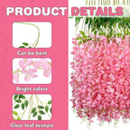 Wisteria Hanging Flowers,Fake Hanging Flowers,Wisteria artificiales Garland for Home Wedding Arch Floral Party Garden Ceremony Outdoor Decor,3.6 feet Long(75,Pink)