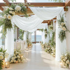 1 Panel Wedding Arch Draping Fabric White Sheer Backdrop Curtain Arch Drape for Wedding Ceremony Reception,Bridal Shower Party Decorations 28" X 19ft