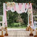 Wedding Arch Draping Fabric 29" x 18 FT Light Pink Sheer Chiffon Outdoor Curtain Drapes for Wedding Birthday Party Ceremony Decor(2 Panels, Light Pink)