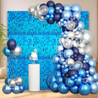 12PCS Lake Blue Shimmer Wall Backdrop, Laser Square Sequin Photo Backdrops Panel, Glitter Wall Background for Birthdays, Weddings, Christmas, Engagements, Disco Bachelorette Party Decoration (3FTx4FT)