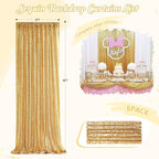 Gold Sequin Backdrop Curtain Drapes - Glitter Gold Curtains 6 Pieces 2ftx8ft Wedding Background Party Stage Birthday Decorations