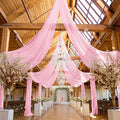 6 Panels Pink Ceiling Drapes for Wedding, 5ftx20ft Ceiling Drapes Cheesecloth Sheer Fabric Curtain Wedding Arch Draping Fabric Romantic Ceilings Decorations for Weddings Party Ceremony Stage