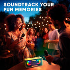 MASINGO Karaoke Machine for Adults and Kids with 2 Wireless Microphones, Portable Bluetooth Singing Speaker, Colorful LED Lights, PA System, Lyrics Display Phone Holder, and TV Cable. Presto G2 Wood