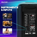 Dolphin 1000W Karaoke Party Speaker with 2 Wireless Microphones, Bluetooth, LED Lights, Tailgate Ready, and Long-Lasting Battery