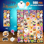 Halloween Stickers 980Pcs Assorted Halloween Stickers for Kids Halloween Party Favors, Classroom Crafts, Goodie Bags, Decorations, Trick or Treat Halloween Party Supplies