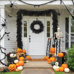 N&T NIETING 5.9FT Halloween Black Artificial Norfolk Pine Garland Real Touch Christmas Garlands Faux Garland for Table Mantle Holiday Fireplace Indoor Outdoor Christmas Halloween Decorations