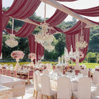 MODFUNS Burgundy Ceiling Drapes for Weddings 5FTx20FT 2 Panels Sheer Wedding Arch Draping Chiffon Fabric Ceiling Drapery Arbor Archway Drapes Tulle Curtains for Ceremony Swag Wedding Decorations