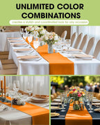 Pureegg Orange Plastic Table Runners - 10 Pack, 14'' x 108'', Water Resistant & Disposable Centerpiece Decorations for Table Cloth, Wedding, Birthday, Thanksgiving, Harvest, Party, Home Decor