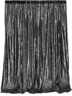 JYFLZQ Black Sequin Backdrop Curtains 6ft x 8ft 1 Panel Halloween Backdrop Glitter Photo Booth Backdrops Sparkly Photography Background Drapes for Graduation Birthday Parties