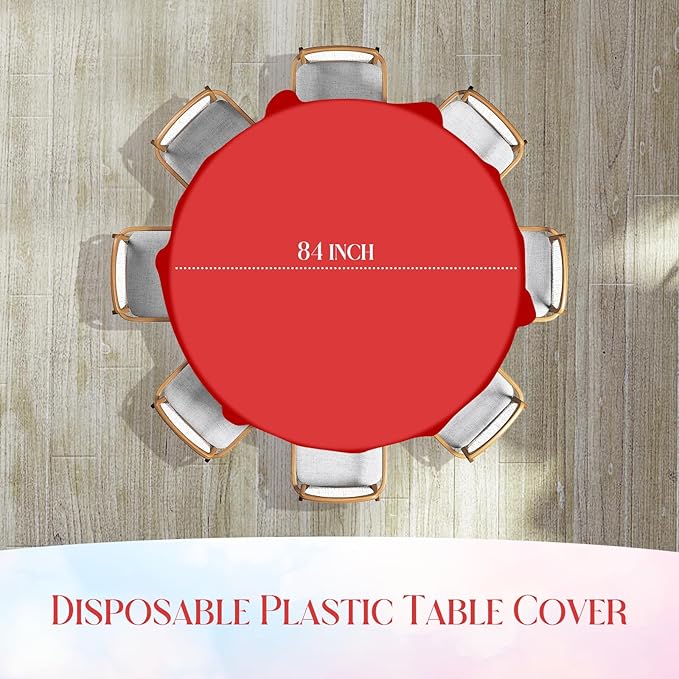 6 Pack Christmas Round Disposable Tablecloth, Red White Green Circle Plastic Tablecloth Bulk, Italy Theme Table Covers for Christmas Family Gathering Dining Banquet Italian Party Decoration,84inch