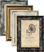 4x6 Picture Frames Set of 4- Rustic Retro Photo Frame with Real Glass Wall Mount and Tabletop Display Family Friends Wedding Gift