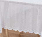LinenZone Round Lace Tablecloth with Elegant Scalloped Bottom for Any Special Event Such as Wedding, Birthday Party, Baby Shower, Anniversary. Sits 4 to 6 People. (Linda 70 Round, White)