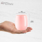 Smarty Had A Party 64 Glasses 12 oz. Solid Pink Elegant Stemless Plastic Wine Glasses, Disposable Drinkware, Plastic Wine Glasses for Parties