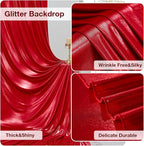 20x10 ft Wrinkle Free Red Sequin Backdrop Curtain for Parties-Thick Not Fall-Off Glitter Backdrop Drapes-2 Panels 5x10ft Shimmer Photo Back Drop Cloth for Wedding Birthday Photography Background