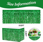 4P Wavy Metallic Tinsel Foil Fringe Table Skirts for Rectangle Tables Backdrop Garland Curtains for Parade Floats Wedding Birthday Parties Decoration Graduation 2025 Christmas (Green)