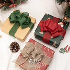 Ribbli Red Burlap Wired Ribbon,1-1/2 Inch x 10 Yard,Wired Edge Ribbon for Big Bow,Wreath,Tree Decoration,Outdoor Decoration
