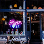 Lounge Open Neon Sign VIP Lounge Neon Light Pink Blue Letter LED Sign Dimmable Business Signs Light Up Signs for Bar Night Club Hotel Beauty Salon Decor