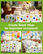 Pureegg Plastic Table Cloth Disposable 10 Pack, 54 x 108 Inch Table Cloths, Birthday Party Decorations, Picnic, White Tablecloths, Rectangle, Colorful, Rainbow Cover, Leakproof & Sturdy, Balloon