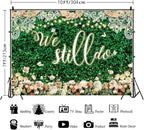 We Still Do Backdrop Green Leaves Lace Wedding Anniversary Photography Background Engagement Vow Renewal Bachelorette Party Decoration Banner Photo Booth Studio Props 10x7ft FU065YL