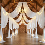 30ft x 15ft Ivory Wrinkle Free Backdrop Curtains for Parties,Silky Polyester Fabric Wedding Ceiling Drapes, 6 Panels 15ft Photo Back Drop Drapes for Baby Shower Photography Stage Background Cloth