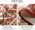 ISAENNE Designer French Linen Small Round Tablecloth,Red Floral Washable Indoor Table Cloth,Durable Home Decor Tablecloths for Dining Thanksgiving Kitchen Party Christmas,Diameter 55"-Ruyi A