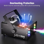 Fog Machine with 6 RGB LED Lights, 1500W Smoke Machine for Stage Party Halloween Christmas DJ Performance Wedding