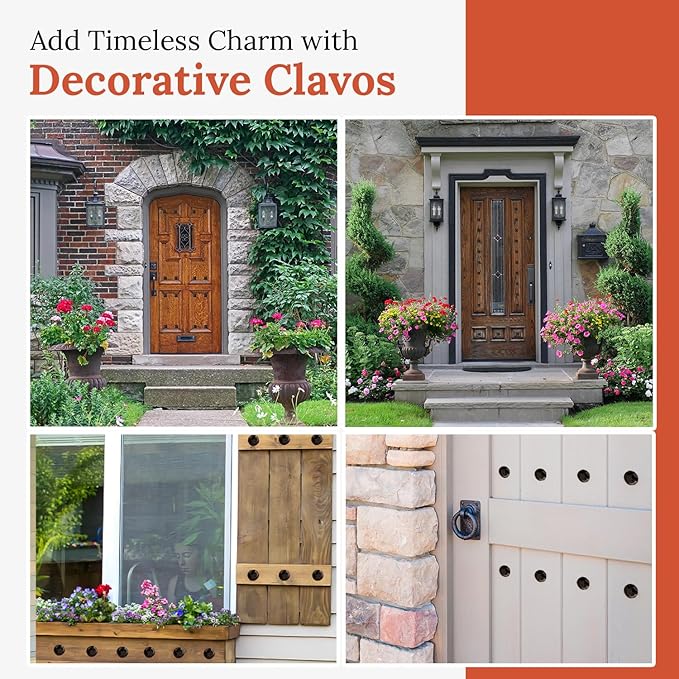 50 Pack 1.25" Round Head Iron Clavos Decorative Nails – Sealed Unfinished – Handmade Rustic Round Fasteners for Farmhouse Shutters, Faux Wood, Barn Doors, Shutters, Gates – Ornamental Wood Accent